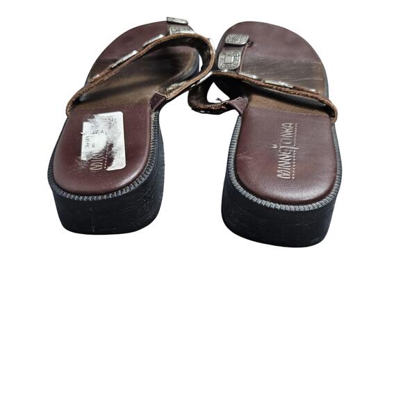 Minnetonka Sandals Womens 7 Brown Leather Western Beaded Boho Retro Medallion - Picture 7 of 8